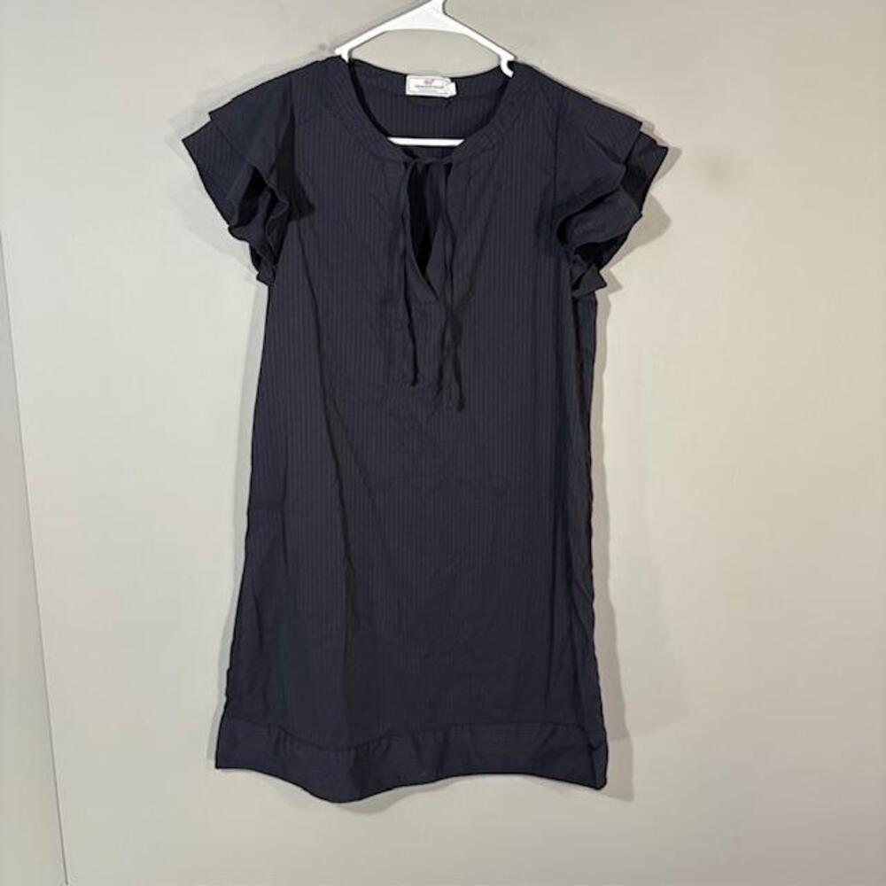 Vineyard Vines Dress Womens Small Blue Stripe Performance Shift Flutter Sleeve